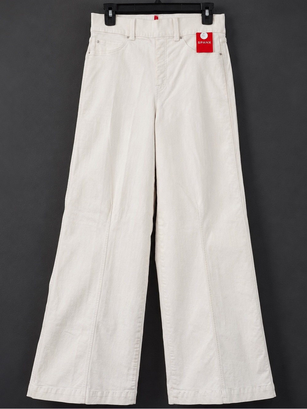 NWT SPANX EveryWear Wide Leg High Rise Front Seam Off White Jeans Size M Tall